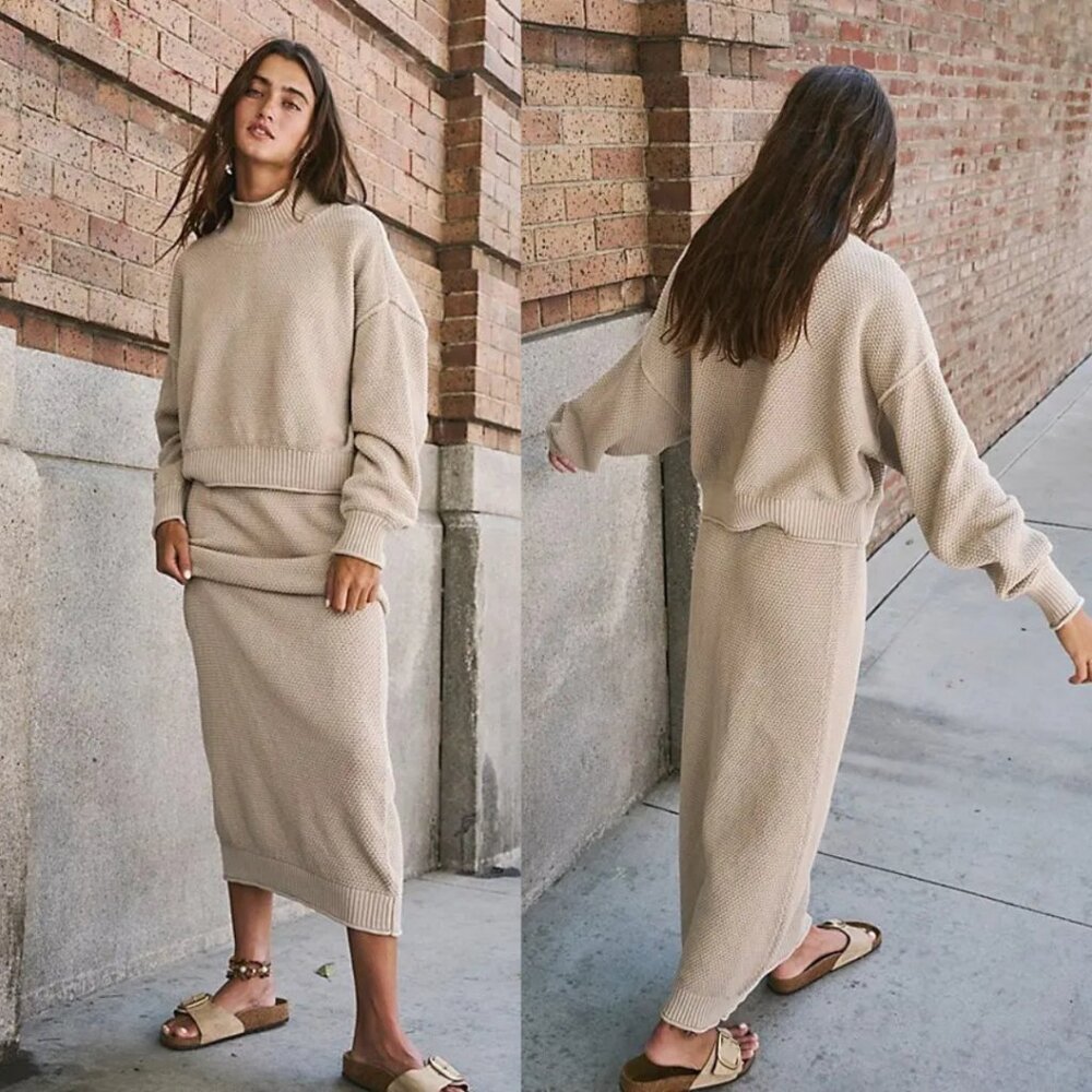 Free People Hailee Sweater Skirt Set in Peyote